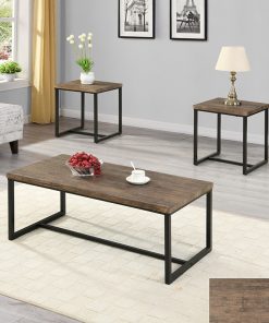3pc distressed wooden top coffee table set