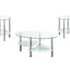 3 pc round clear coffee table set