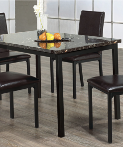 5 Pc Dark Brown Marble Table Dining Set