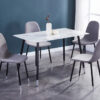 5 pc white marble glass top dining set