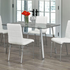 5pc modern glass rectangular dining set white