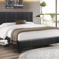 Affordable Stylish PU Platform Bed Black Colour