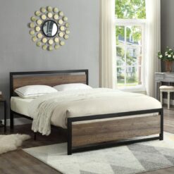 Classic Wood Panel Platform Bed Black