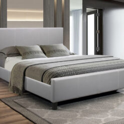 Classico Leather Platform Bed Grey