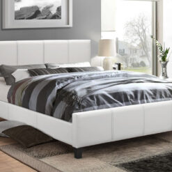 Classico Leather Platform Bed Colour White