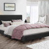 Image depicts The Dani's Charcoal Fabric Platform Bed which comes in different sizes, including double, King, and Queen.