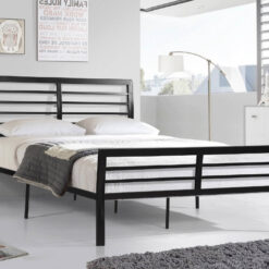 Image depicts the Kari's Black Metal Platform Bed which is a simple but modern black metal framed bed that comes in Double and Queen size.