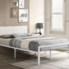 Padded Headboard Metal Platform Bed White