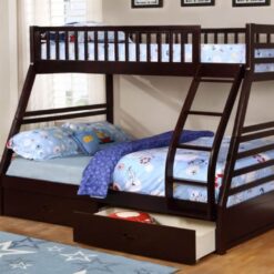 Single Double Bunk Bed with Drawers Espresso Colour