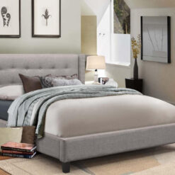 Vivid King Fabric Platform Bed Light Grey Colour