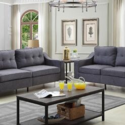 Bezzito 3 pieces grey fabric sofa set