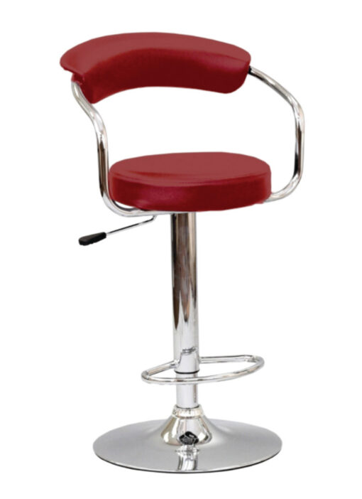 Image depicts the Chiara Modern Bar Stool which is made of stylish and beautiful red faux leather and is height adjustable.
