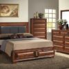 Image depicts the The Christina High End Bedroom Set which comes with a King or Queen-size bed and a chest, dresser, night stand, and mirror.