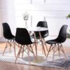 Eiffel 5 piece round dining set in black