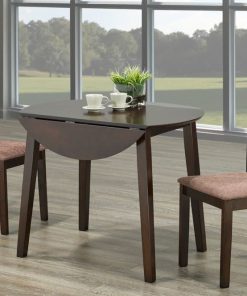 Image depicts the 3-Piece Toronto Adjustable Espresso Round Table which includes one dining table and two chairs.