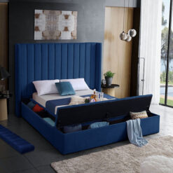 Yasmine Storage Platform Bed Blue
