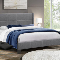 Affordable Stylish Fabric Platform Bed Dark Grey