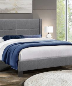 Affordable Stylish Fabric Platform Bed Dark Grey
