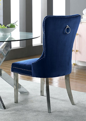 Alysa Velvet Chair Back Blue