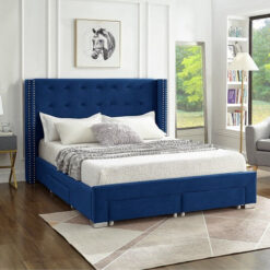 Venice Velvet Storage Bed Blue