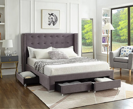 Venice Velvet Storage Bed Grey2