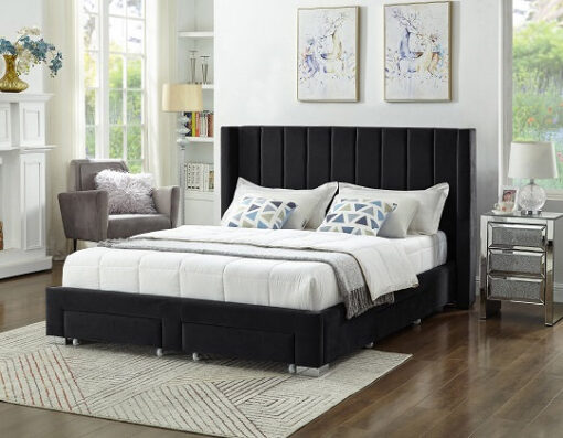 Veronica Velvet Bed Black2