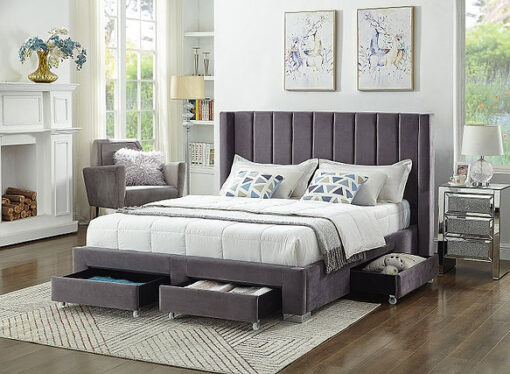 Veronica Velvet Bed Grey