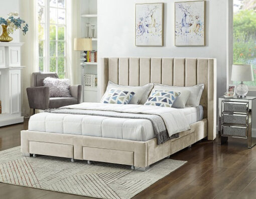 Veronica Velvet Bed White2