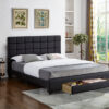 Kinneret Platform Bed With Storage Drawers Black Leather 5490