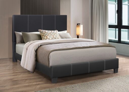 Mariko Leather Platform Bed Black 5470 1