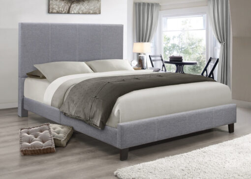 Mariko Leather Platform Bed Grey 5474