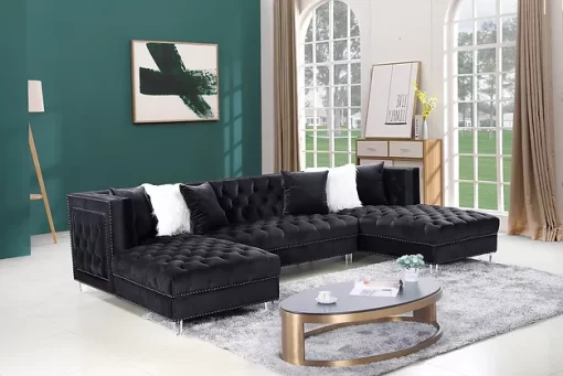 Yasmin velvet sectional sofa black