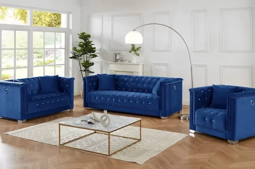 royal 3piece velvet fabric sofa set