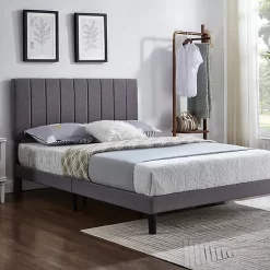 Diora platform bed grey fabric