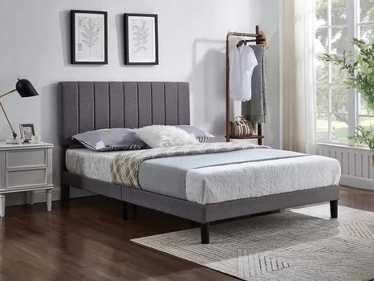 Diora platform bed grey fabric