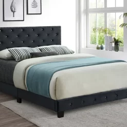 Salisbury luxury velvet platform bed black