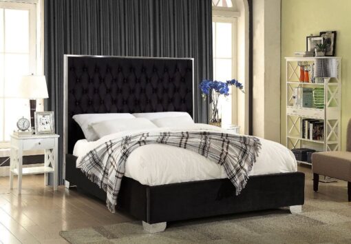 Berlin Luxury Velvet Platform Bed Black