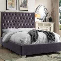 Berlin Luxury Velvet Platform Bed Grey