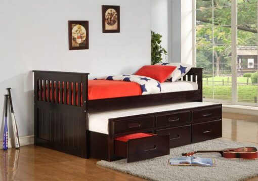 Lulu Captain Bed with Trundle Espresso