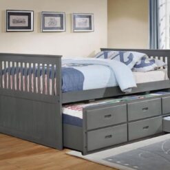 Lulu Captain Bed with Trundle Grey