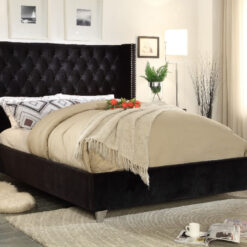 Paris Luxury Velvet Platform Bed Black