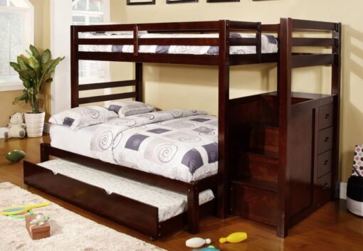Staircase Twin Over Double Bunk Bed